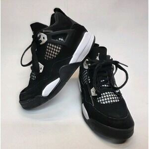 Size 13C Nike Air Jordan 4 Retro Sneakers White Black Thunder FV4537-001